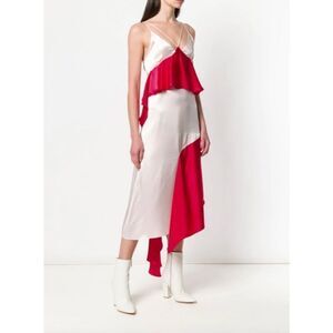 Each X Other silk ruffle multicolor midi dress NWT